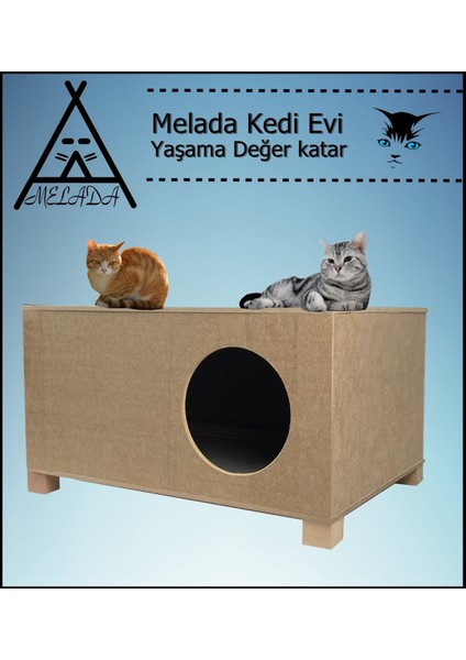 Kedi Evi Dış Ortam Uygun Ahşap Kedi Evi 57x40x28 cm