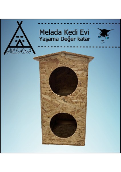 Kedi Evi Dış Ortam Uygun Ahşap Kedi Evi Dublex Osb 66x39x32 cm