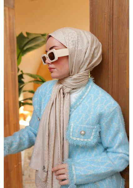 Batik Desen Jakarlı Deluxe Şal - Bej