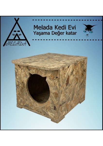 Kedi Evi Dış Ortam Uygun Ahşap Kedi Evi Osb 45x35x34 cm