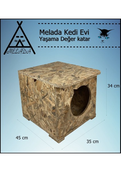 Kedi Evi Dış Ortam Uygun Ahşap Kedi Evi Osb 45x35x34 cm