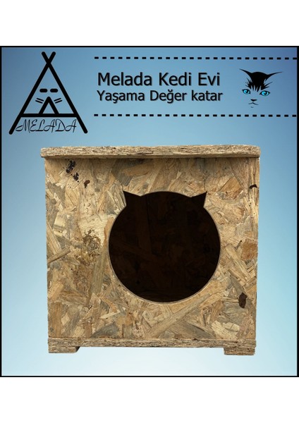 Kedi Evi Dış Ortam Uygun Ahşap Kedi Evi Osb 45x35x34 cm