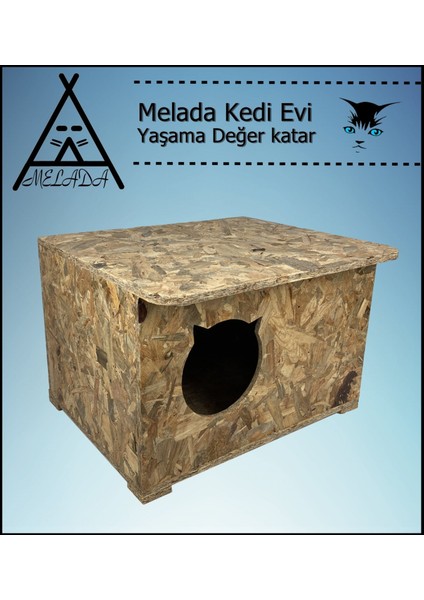 Kedi Evi Dış Ortam Uygun Ahşap Kedi Evi Osb 50x35x30 cm