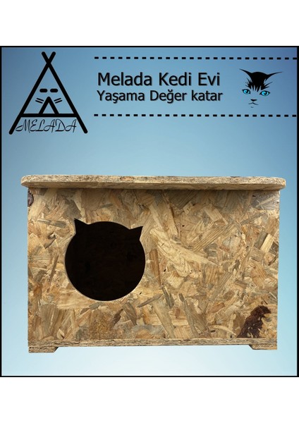 Kedi Evi Dış Ortam Uygun Ahşap Kedi Evi Osb 50x35x30 cm