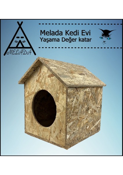 Kedi Evi Dış Ortam Uygun Ahşap Kedi Evi Osb 39x32x30 cm