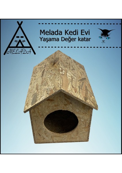 Kedi Evi Dış Ortam Uygun Ahşap Kedi Evi Osb 39x32x30 cm