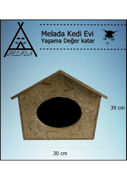 Kedi Evi Dış Ortam Uygun Ahşap Kedi Evi Osb 39x32x30 cm