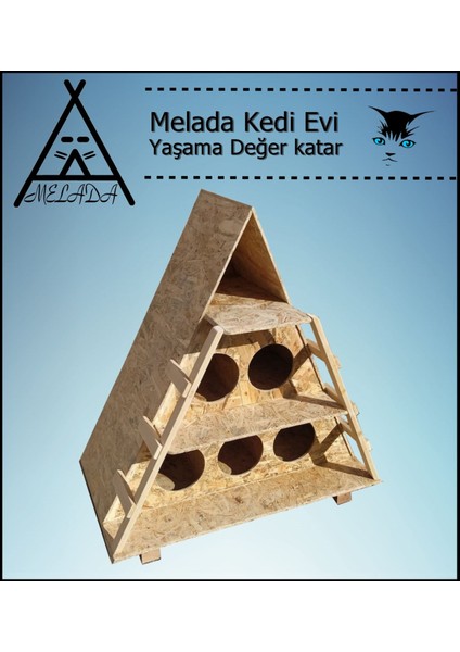 Kedi Evi Dış Ortam Uygun Ahşap Kedi Evi Osb 100x90x55 cm 165 Dsi