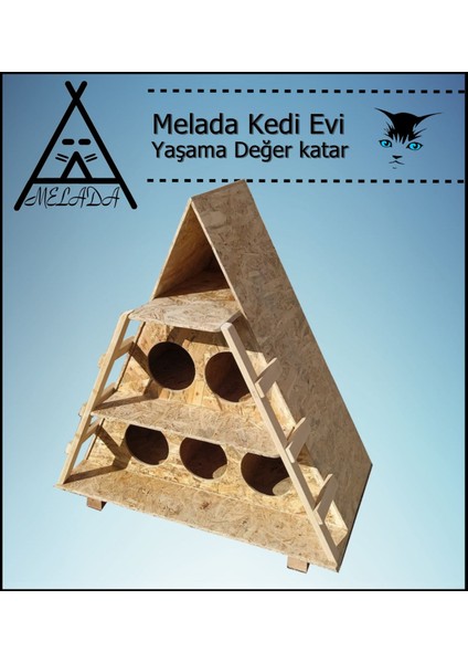 Kedi Evi Dış Ortam Uygun Ahşap Kedi Evi Osb 100x90x55 cm 165 Dsi