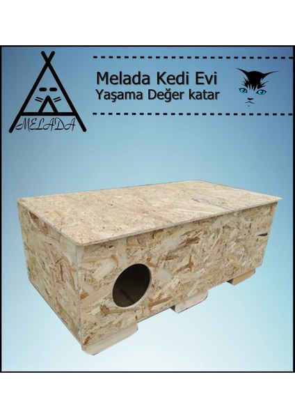 Kedi Evi Dış Ortam Uygun Ahşap Kedi Evi Osb 100x50x40 cm