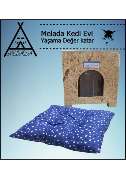 Kedi Evi Dış Ortam Uygun Ahşap Kedi Evi Osb Minderli 40x37x34 cm