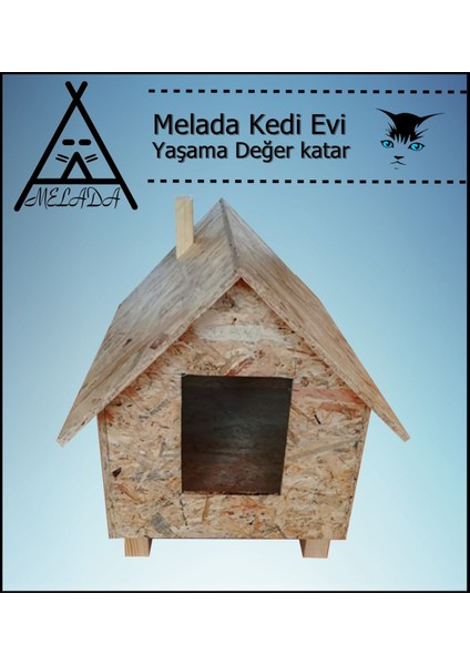 Kedi Evi Dış Ortam Uygun Ahşap Kedi Evi Osb 46x34x34 cm