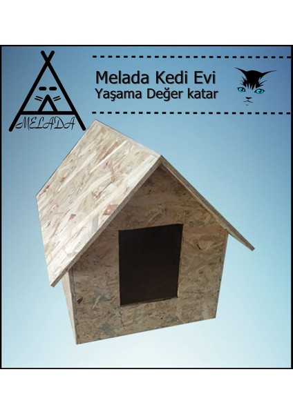 Kedi Evi Dış Ortam Uygun Ahşap Kedi Evi Osb 46x34x34 cm