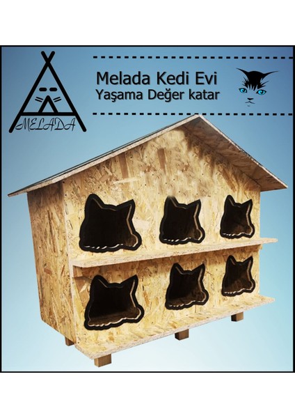 Kedi Evi Dış Ortam Uygun Ahşap Kedi Evi Osb 100x95x50 cm