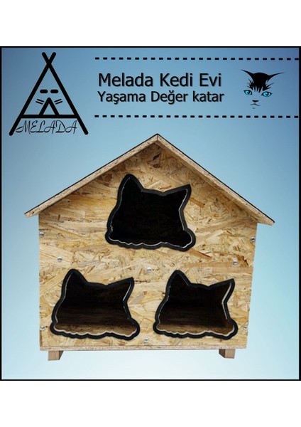 Kedi Evi Dış Ortam Uygun Ahşap Kedi Evi Osb 58x58x40 cm