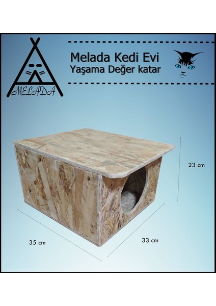 Kedi Evi Dış Ortam Uygun Ahşap Kedi Evi Osb 35x33x23 cm