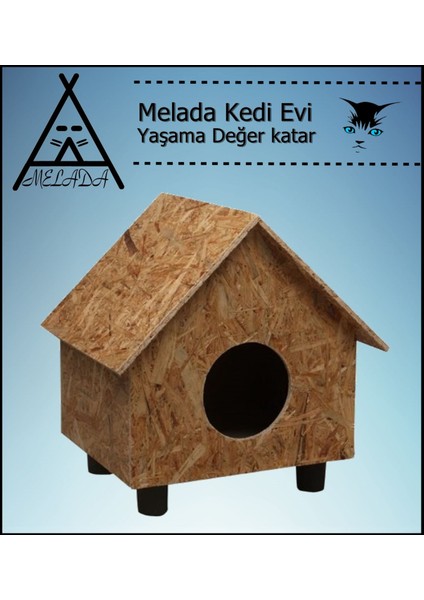 Kedi Evi Dış Ortam Uygun Ahşap Kedi Evi Osb 55x40x40 cm