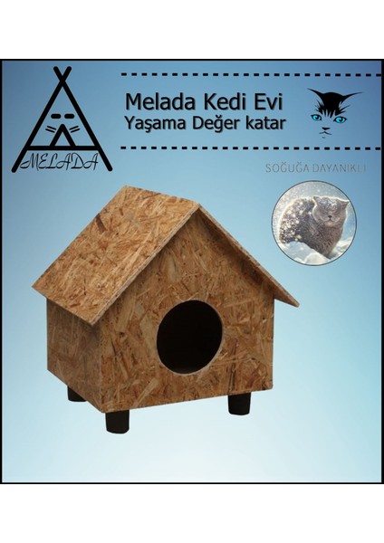 Kedi Evi Dış Ortam Uygun Ahşap Kedi Evi Osb 44x36x32 cm