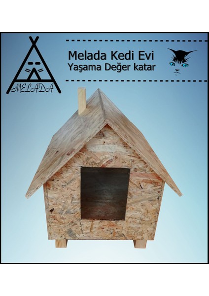 Kedi Evi Dış Ortam Uygun Ahşap Kedi Evi Osb 50x50x35 cm