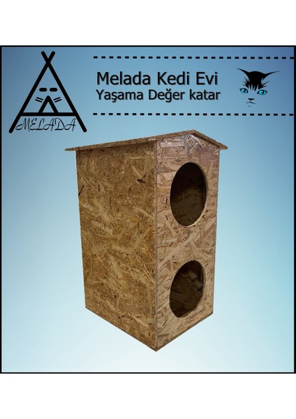 Kedi Evi Dış Ortam Uygun Ahşap Kedi Evi Dublex Osb 66x39x32 cm