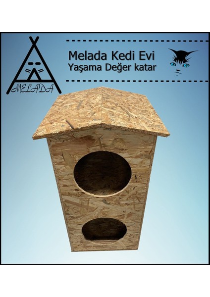 Kedi Evi Dış Ortam Uygun Ahşap Kedi Evi Dublex Osb 66x39x32 cm