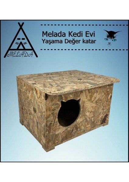 Kedi Evi Dış Ortam Uygun Ahşap Kedi Evi Osb 50x45x34 cm