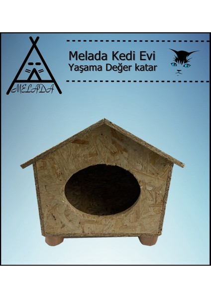 Kedi Evi Dış Ortam Uygun Ahşap Kedi Evi Osb 43x40x37 cm