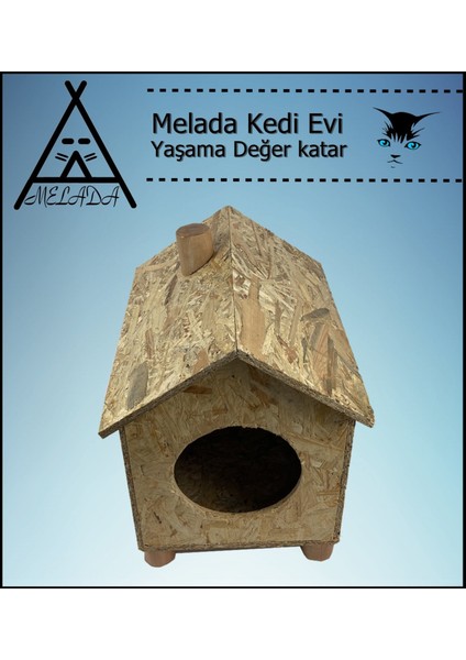 Kedi Evi Dış Ortam Uygun Ahşap Kedi Evi Osb 43x40x37 cm