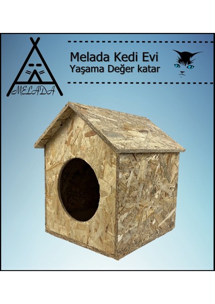 Kedi Evi Dış Ortam Uygun Ahşap Kedi Evi Osb 40x35x30 cm