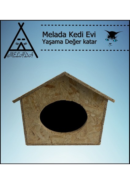 Kedi Evi Dış Ortam Uygun Ahşap Kedi Evi Osb 40x35x30 cm