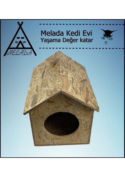 Kedi Evi Dış Ortam Uygun Ahşap Kedi Evi Osb 40x35x30 cm