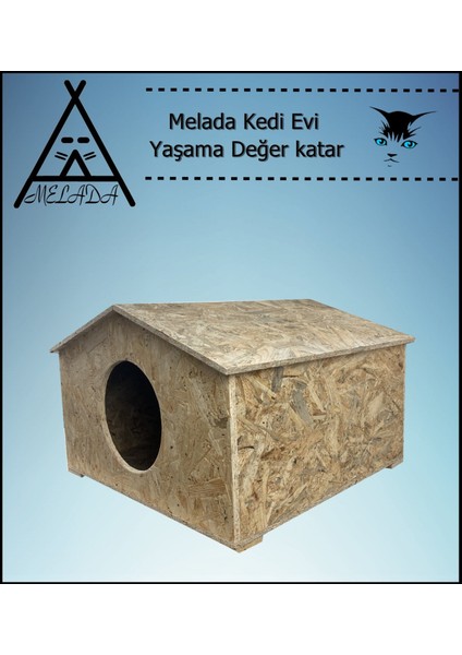 Kedi Evi Dış Ortam Uygun Ahşap Kedi Evi Osb 50x50x35 cm