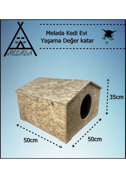 Kedi Evi Dış Ortam Uygun Ahşap Kedi Evi Osb 50x50x35 cm modelleri