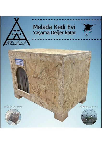 Kedi Evi Dış Ortam Uygun Ahşap Kedi Evi Osb 61x41x36 cm