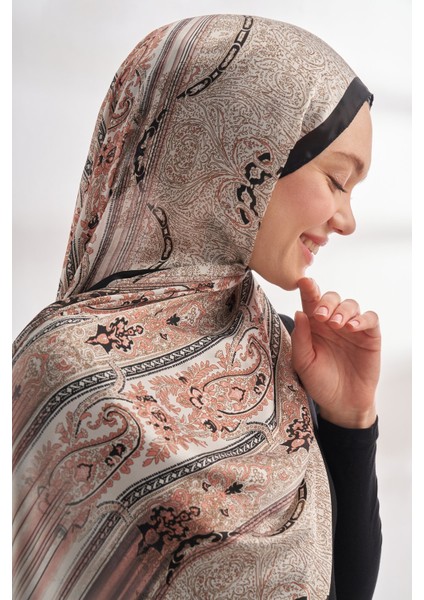 Catena Desen Ithal Vual Şal - Siyah-Yavruağzı