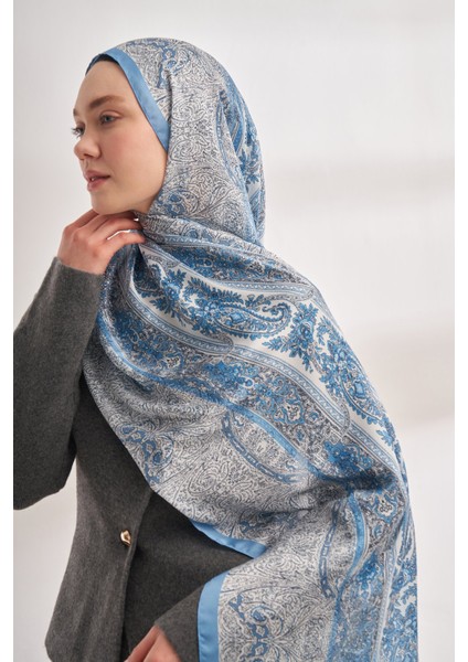 Catena Desen Ithal Vual Şal - Kot Mavisi