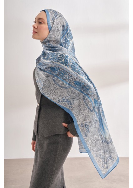 Catena Desen Ithal Vual Şal - Kot Mavisi modelleri