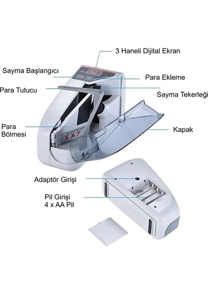 Mini Taşınabilir Kağıt Para Sayma Makinesi Uv Lamba Para Kontrol Kolay Taşınılabilir