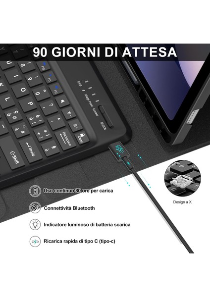 Samsung Galaxy S10 Ultra 14.6 Inç SM-X920 Klavyeli Tablet Kılıfı Kalem Bölmeli Bluetooth Kılıf Q Türkçe modelleri