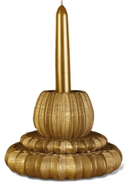 Gümüş Eskitme Mumluk Şamdan Ince Mum Uyumlu Model 1