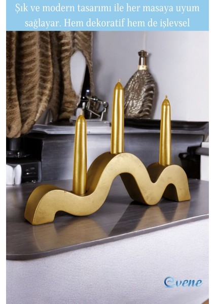 Altın Eskitme Mumluk Şamdan Ince Mum Uyumlu Model 13 modelleri