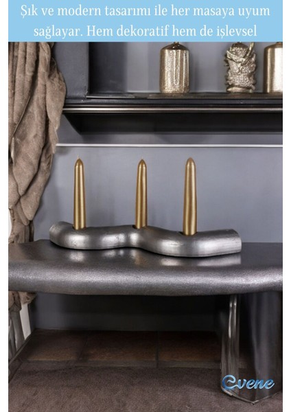 Altın Mumluk Şamdan Ince Mum Uyumlu Model 14 modelleri