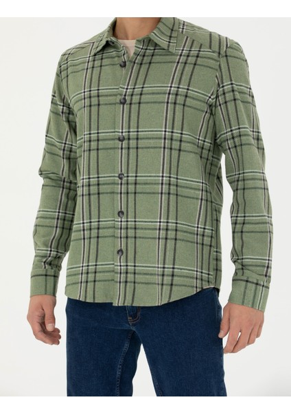 Erkek Haki Oversize Uzun Kollu Gömlek 50276542-VR027