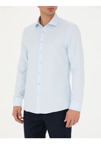 Erkek Açık Mavi Slim Fit Uzun Kollu Gömlek 50275517-VR003