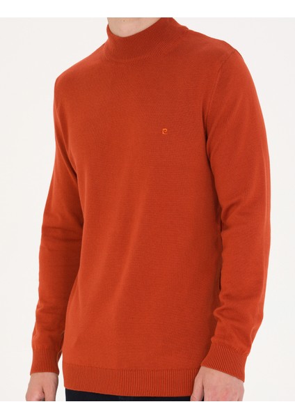 Erkek Kiremit Slim Fit Yarım Balıkçı Yaka Basic Triko Kazak 50276161-VR031