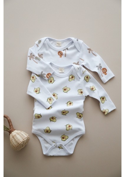 Organik Pamuk 2 Li Set Avakado ve Safari Desenli Bebek Zıbını fiyatları