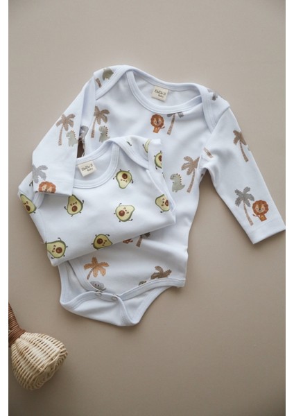 Organik Pamuk 2 Li Set Avakado ve Safari Desenli Bebek Zıbını fırsatları