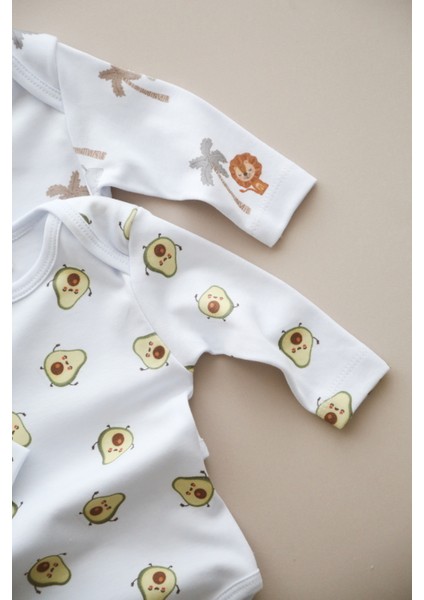 Organik Pamuk 2 Li Set Avakado ve Safari Desenli Bebek Zıbını indirimleri