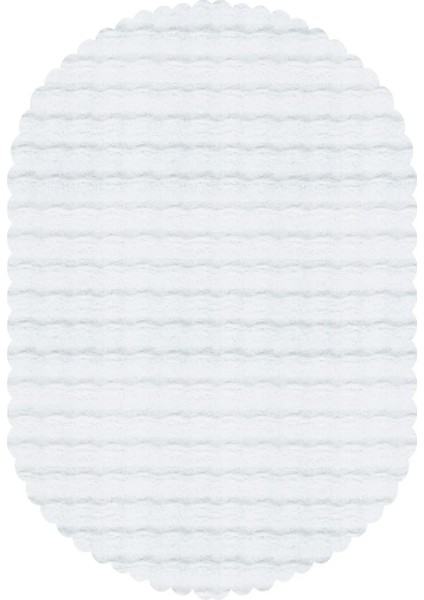 Bubble Tavşan Tüyü beyaz Oval Ekstra Yumuşak Dokulu Peluş Halı