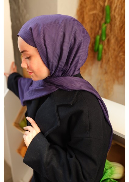 Labirent Desen Jakarlı Deluxe Şal - Mor fiyatları